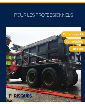 Boudins Haute Visibilité QuickDam posés sur un chantier devant un camion