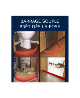 Insta-Dam QuickDam : barrage souple prêt dès la pose, sous un WC et un réfrigérateur